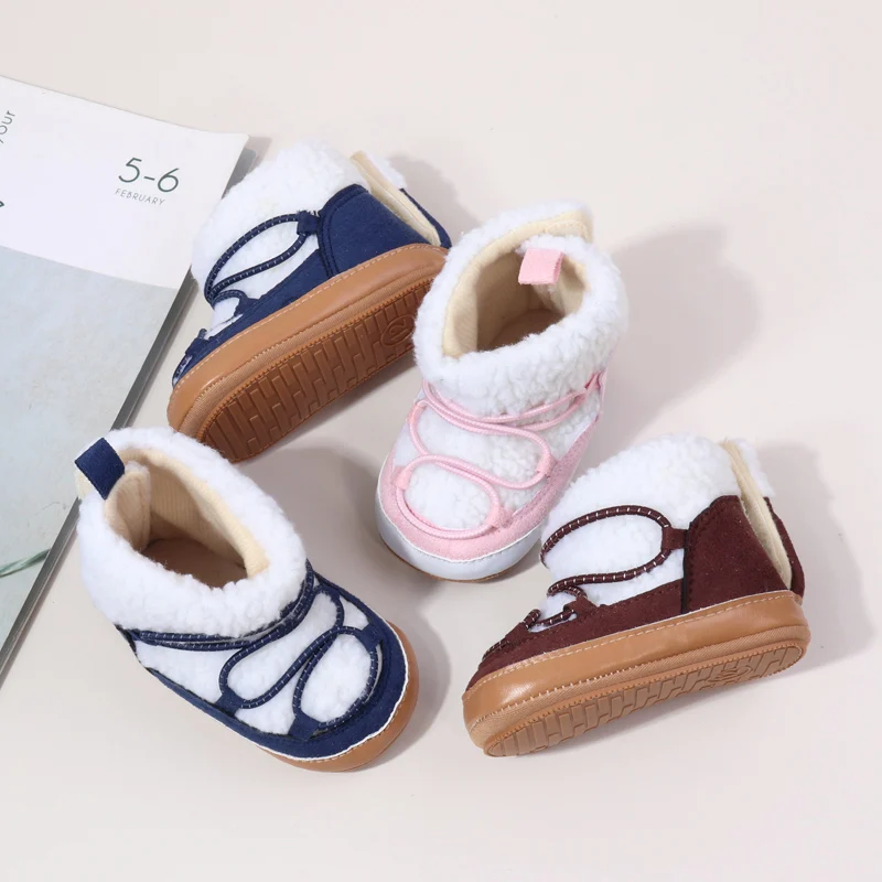 Baby Girls and Boys Cute Winter Warm Snow Boots TPR Sole Non-slip Indoor Outdoor Walking Toddlers Shoes First Walkers BHX4164 2