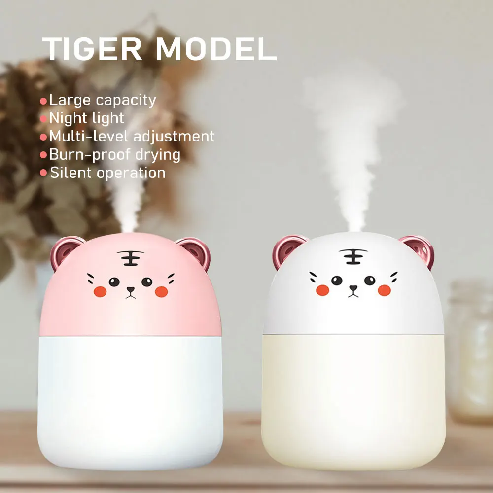 

250ml Cute Desktop Humidifier With Colorful Atmosphere Light Cool Mist Aroma Diffuser Bedroom Home Car Air Humidifier Purifies