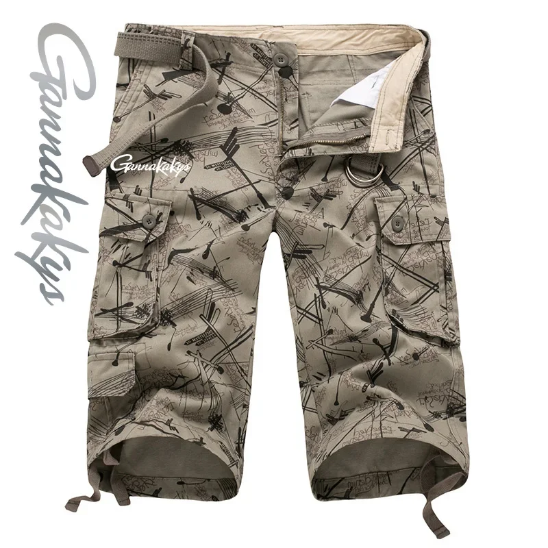 Fishing Pants Men's Summer Cotton Multi Pocket Breathable Camouflage Fishing Shorts Outdoor Military Style Casual Shorts
