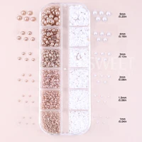 1/2Boxes White Pearl Beads Nail Charms 1-5mm Half-Round Coffee color Pearl Nail Decoration for Winter Manicure Accessories Parts 3