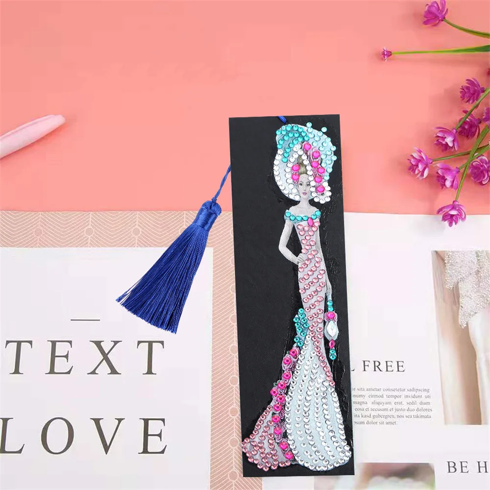 Diamond Painting 5D Diy Diamond Painting Leather Tassel Bookmarks Special  Shape Embroidery Craft 