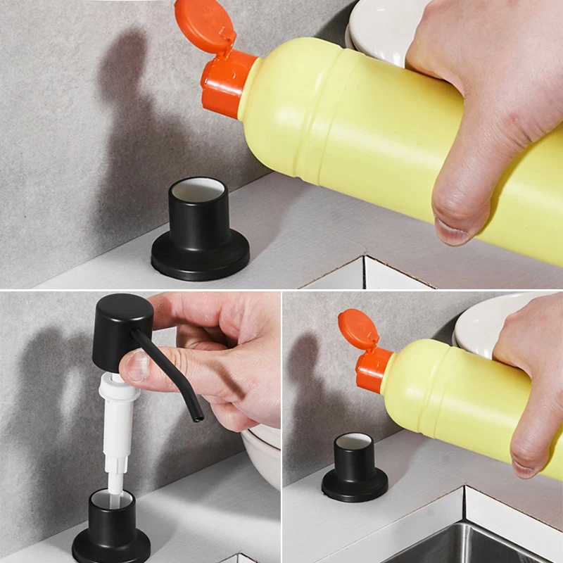 Black Stainless Steel Sink Soap Dispenser ABS Plastic Bottle Pump Hand Liquid Soap Dispenser