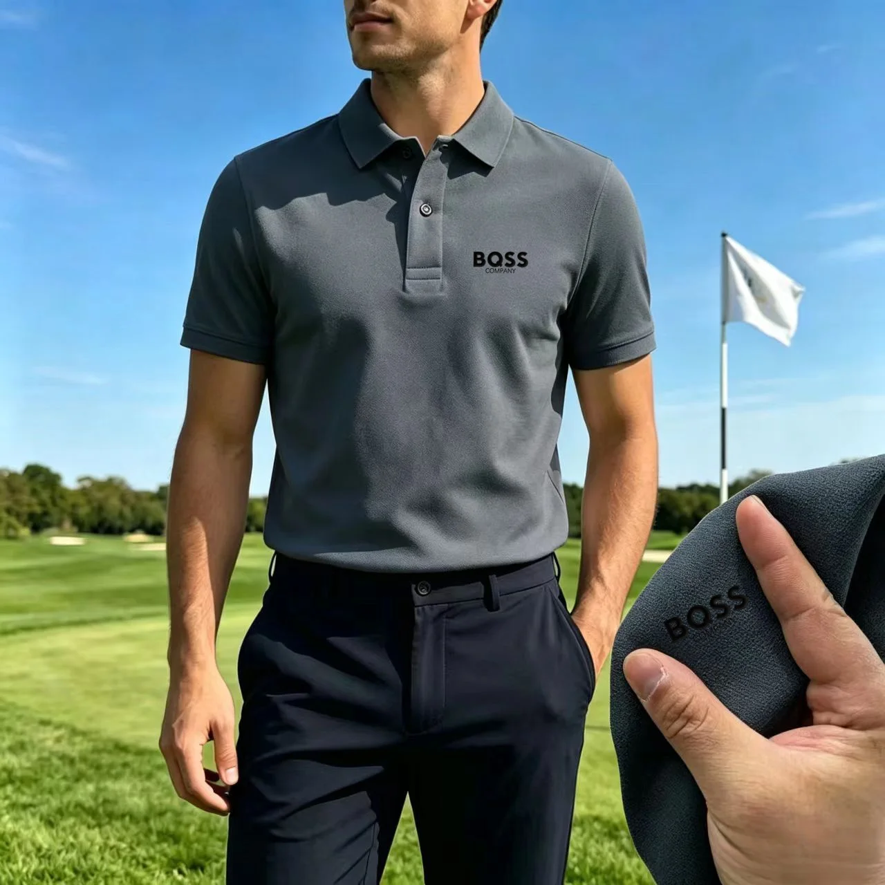 Nuova Camicia POLO da Uomo con Ricamo, Tinta Unita, Business Casual, Moda Estiva, Manica Corta, Comoda e Traspirante - immagine 3