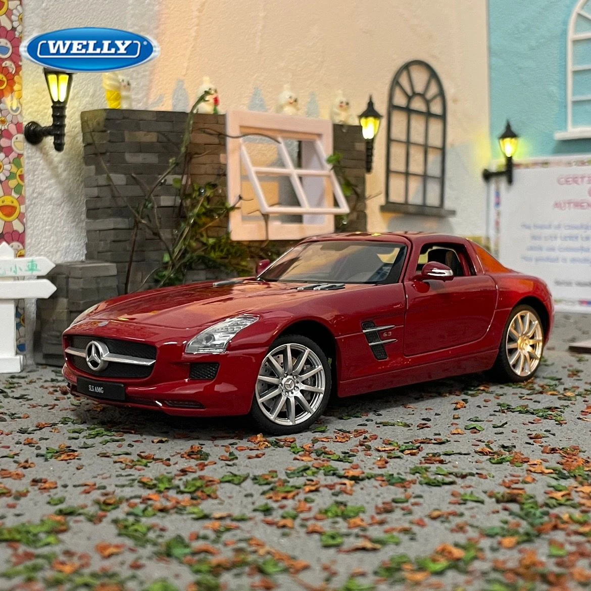 

WELLY 1:24 Mercedes-Benz SLS AMG Alloy Sports Model Diecast Metal Toy Racing Cars Model High Simulation Collection Toys for Boys