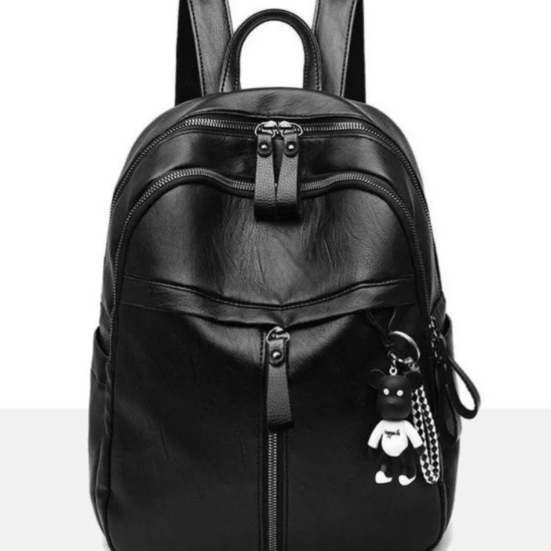 Gift non-violent bear backpack women's simple black casual backpack women's one-shoulder crossbody bag bag women