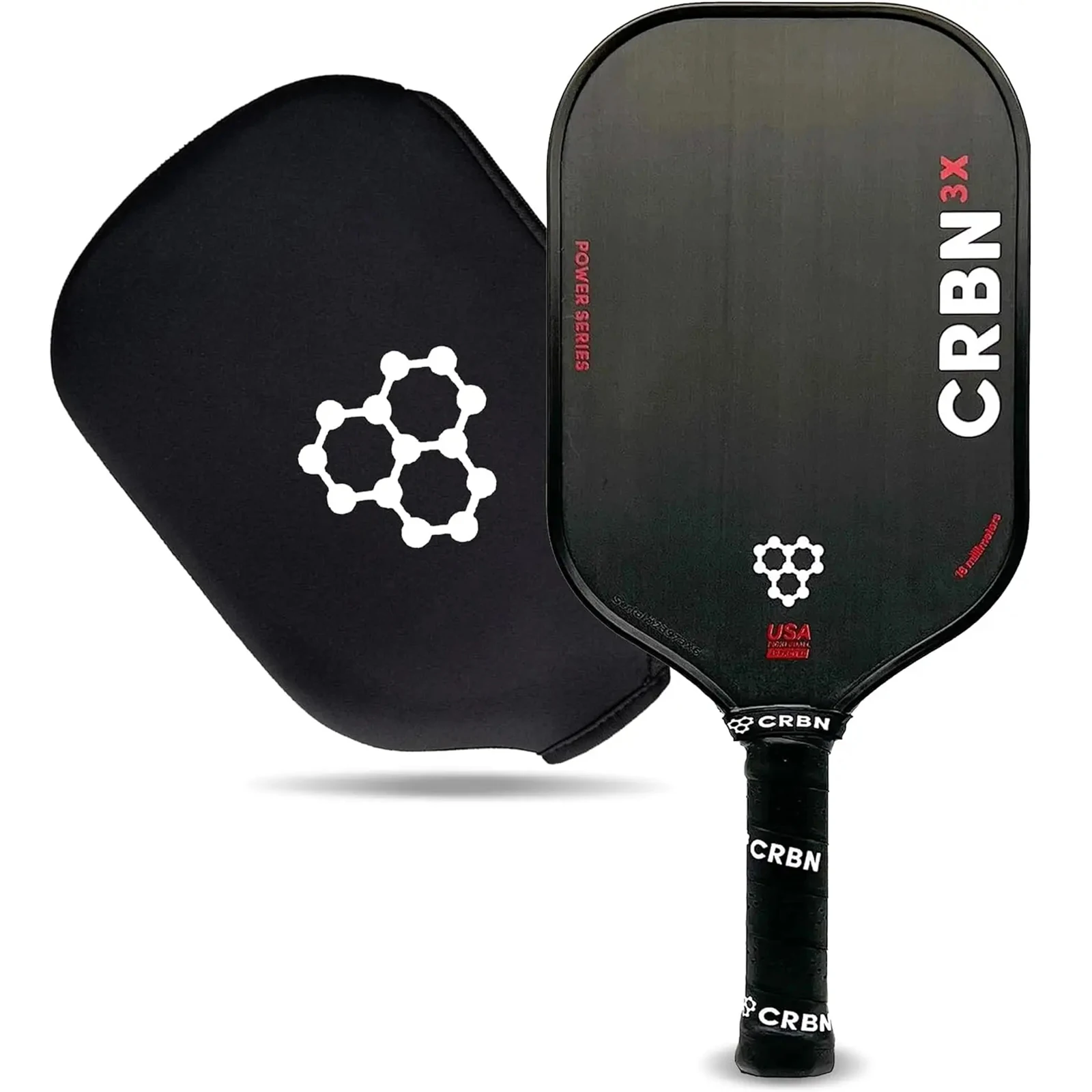 Pickleball Paddles Set 3X Power Series 16mm Pickleball Paddle T700 Toray Carbon Fiber Surface Hybrid Paddle Increased Power & Feel USAPA Approve