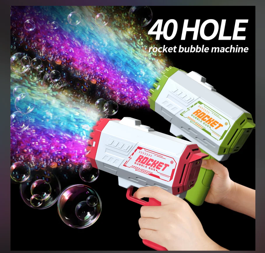 Bubble Gun Bubble Gun 40 Holes Bubble Machine Gun Upgraded Blower with LED Lights Summer Toys for Toddlers Kids Adults