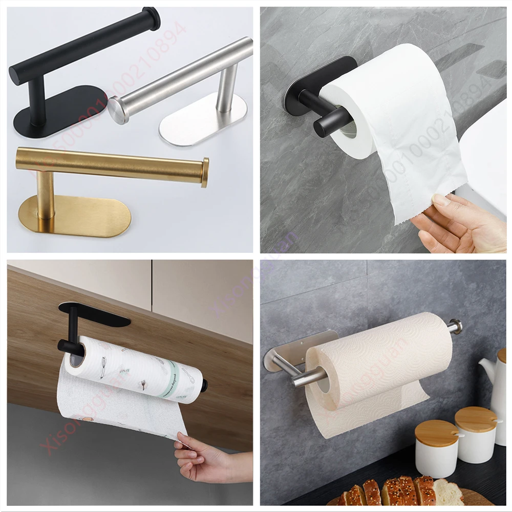 1/2PCS Paper Towel Holder Adhesive Tissue Rack Napkin Dispenser Cabinet Storage Bathroom Accessories
