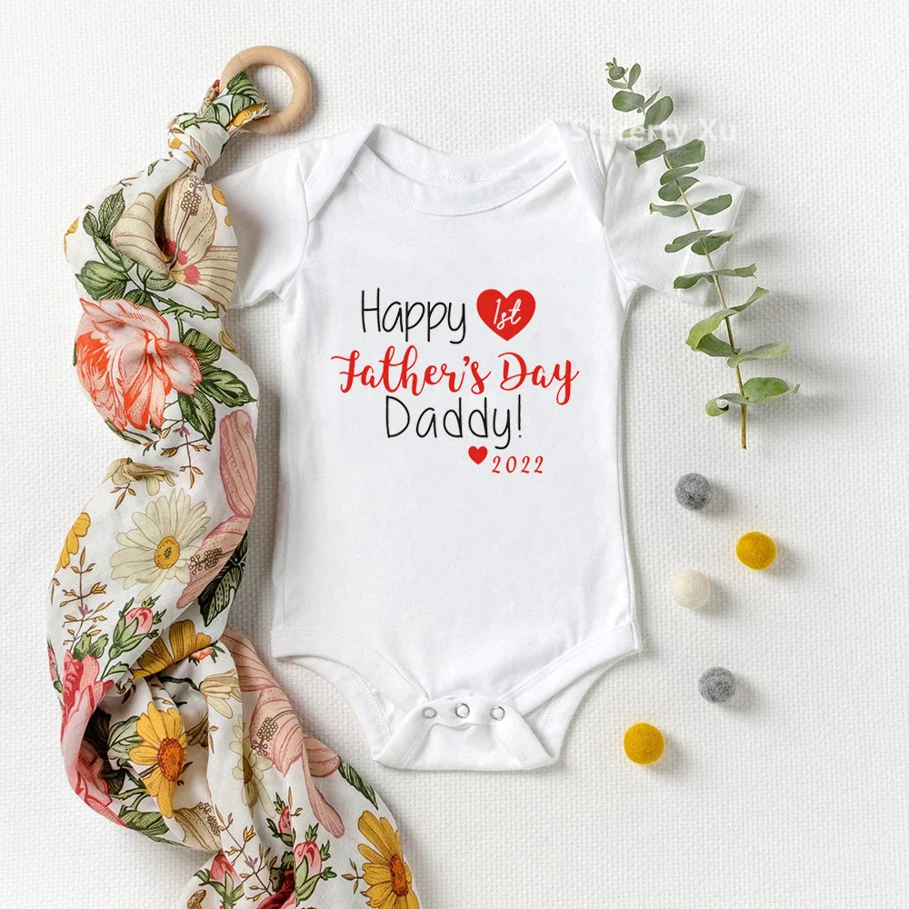 

Happy 1st Father's Day Daddy 2022 Baby Bodysuits Cotton Boys Girls Jumpsuits Nerborn Infant Ropa Rompers Father's Day Gifts