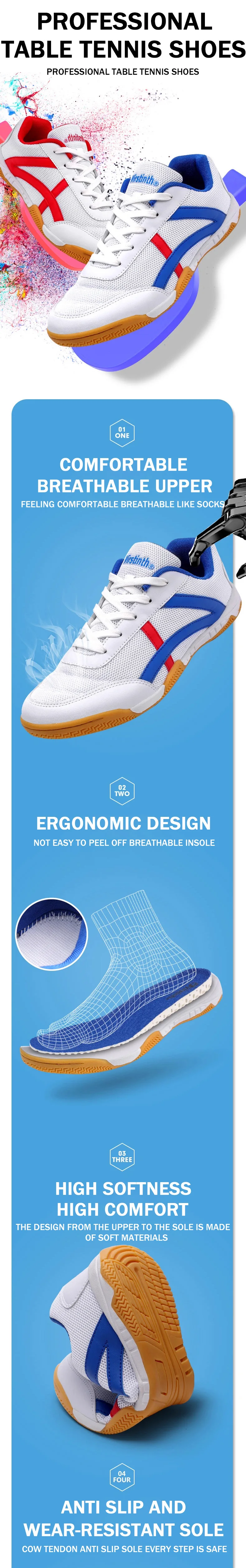 Description Picture 5 of item2024 Brand Virstinth Lightweight Table Tennis Shoes Men Women Professional Wear-resistant Dual Torsion Badminton Shoes Sneakers