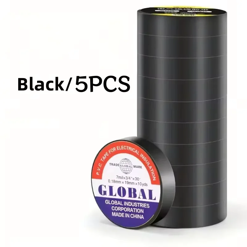 Heat-Resistant Black PVC Insulating Tape - Self-Adhesive Electrical Wire Protection