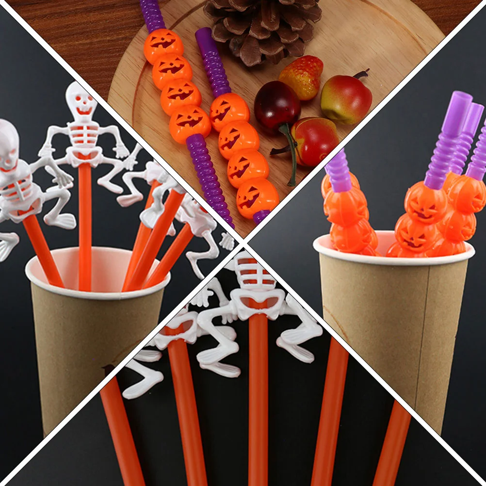 20PCS Plastic Straws Halloween Theme Straws Drinking for Halloween Party