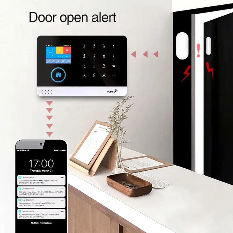 HIVA Wireless Home Alarm System Tuya Smart Home APP Control 433MHz WiFi GSM Wireless Alarm System For Burglar Security