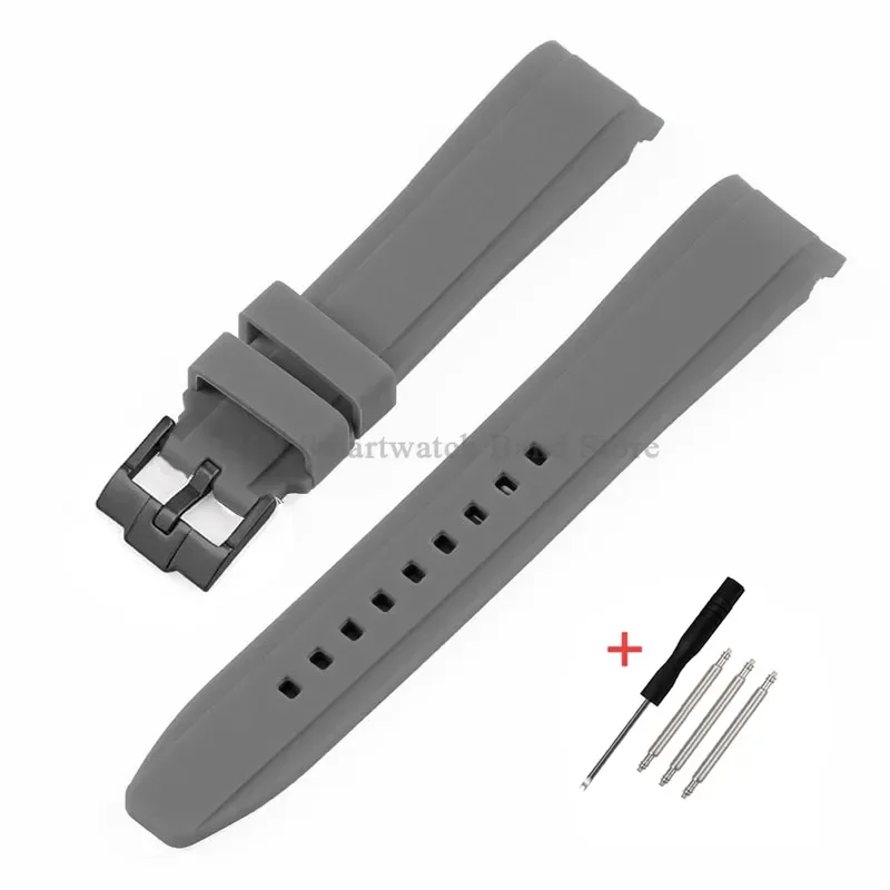 Waterproof Rubber Sport Watch Strap with Curved Design and Metal Pin Clasp