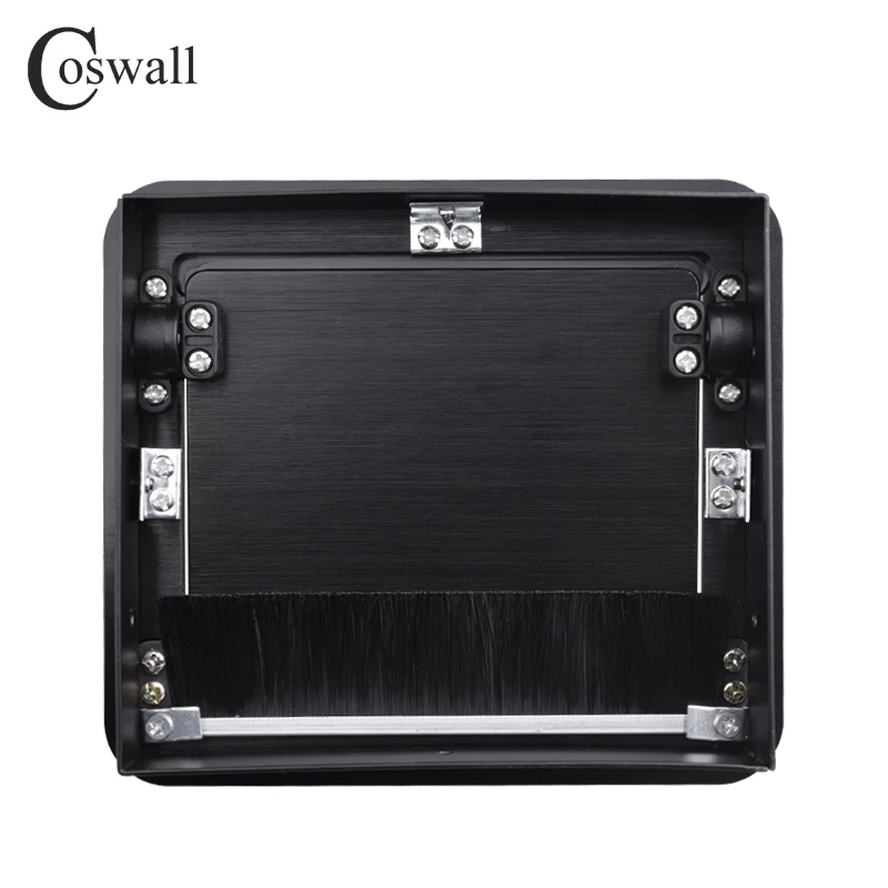 Elegant Black/Silver Brushed Aluminum Cable Management Desk Grommet with Dust-Proof Brush