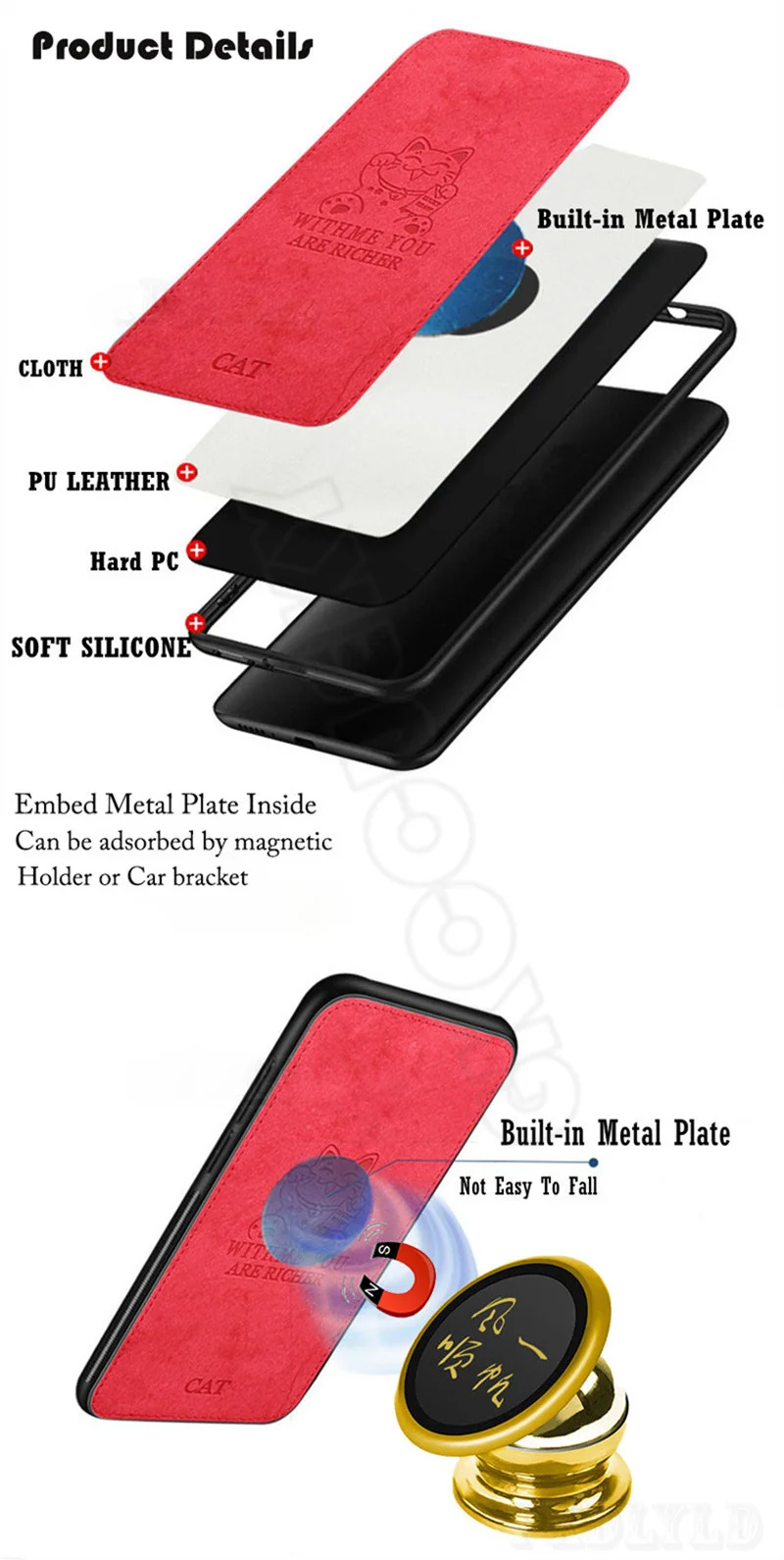 Klassische Tuch Fall Für Xiaomi Mi 14 13 13T 12 12T 11T Pro 9T 10T 11 Lite Poco F3 F4 F5 Pro Gebaut-in Magnet Deer Abdeckung Shell – Detail 2