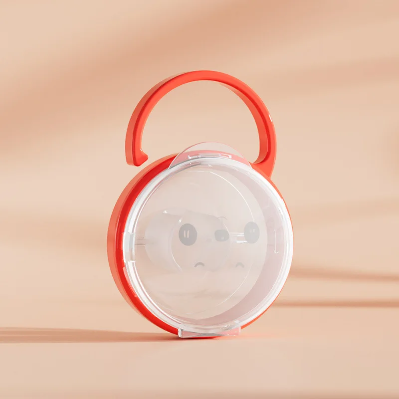 Yeni Bebek Emziği Şeffaf Toz Geçirmez Kılıf, Saplı Sevimli Panda Tasarımı, Güvenli Emzik Saklama için Gıda Sınıfı PP Malzeme