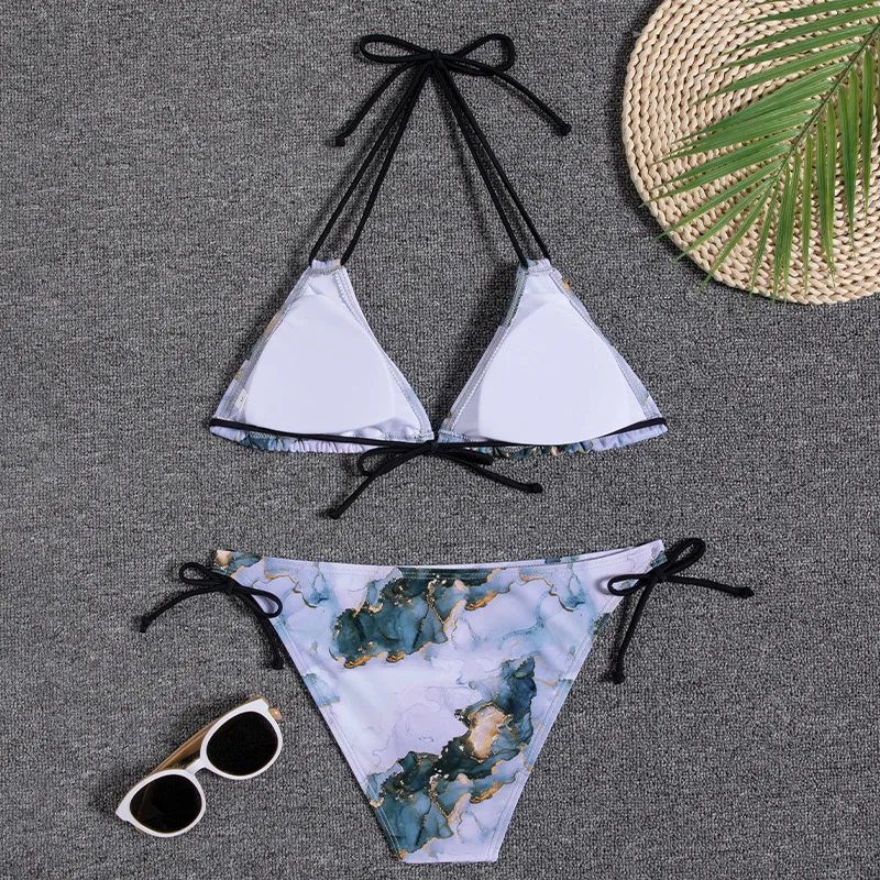 two piece bikini set 2022 New Sexy Swimwear Woman Swimsuit Bikini Push Up Bikini Set Bathing Suit Women Print Floral Beachwear Biquini Two Piece Suit string bikini set