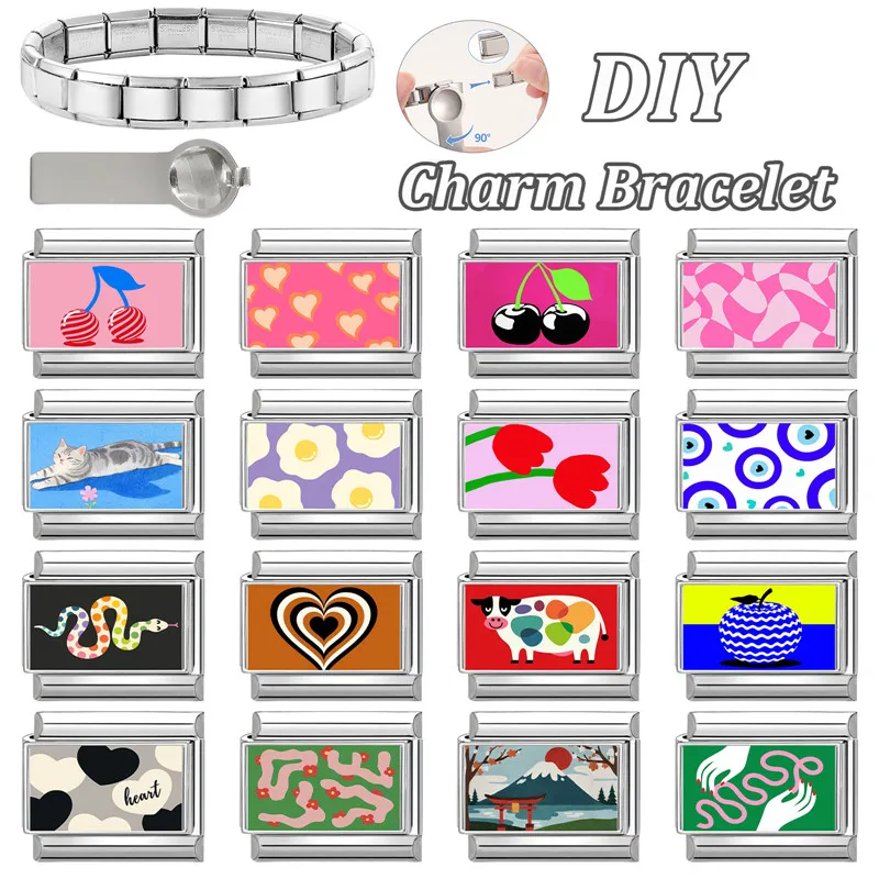 Italian Fashion Charm Links Bracelet Diy Stainless Steel Accessories