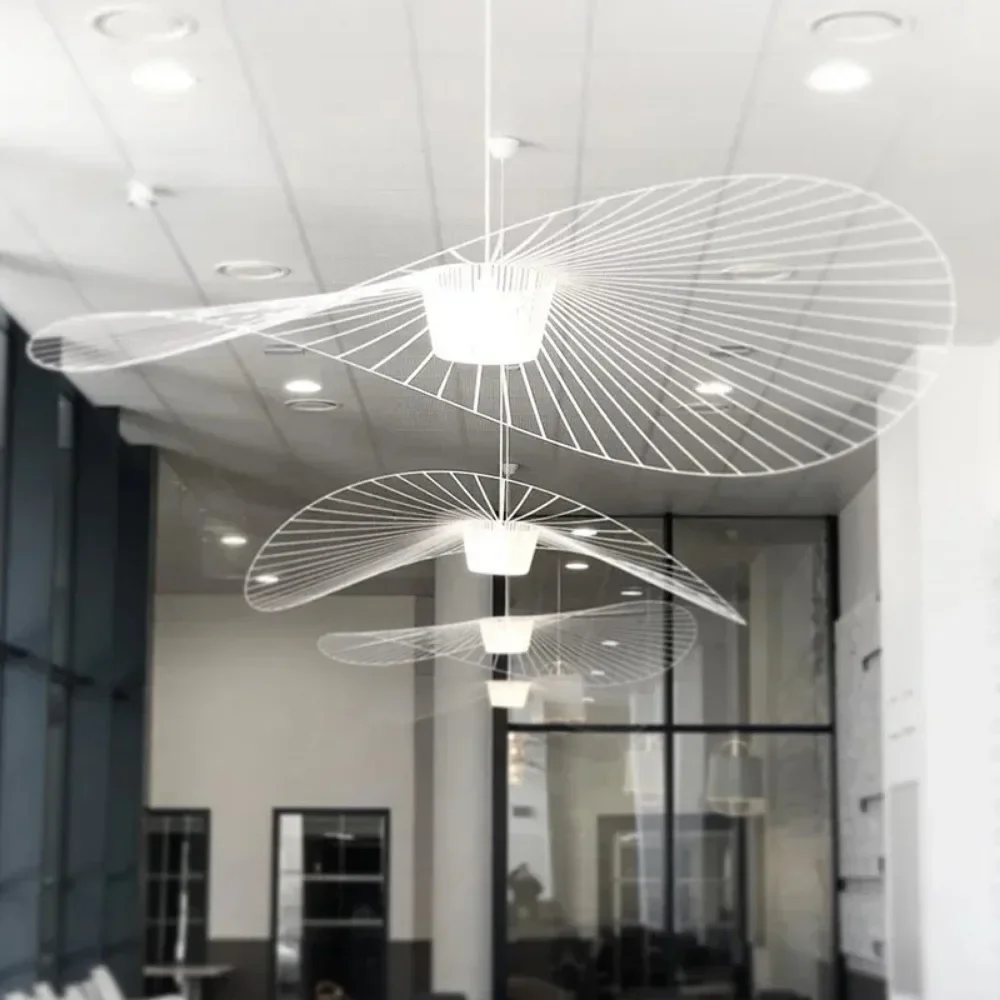 LED Chandelier Ceiling Chandelier LED Pendant Light Nordic Creative Cloth Stripe Straw Hat Chandelier Living Room Bedroom Restaurant Kitchen Designer Led Pendant Lamp Decor Light