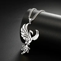 LIKGREAT Phoenix Bird Beauty Charm Pendant Necklace Stainless Steel Punk Style Angel Wing Firebird Necklaces Women Jewelry Gift