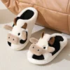 2024 Winter Warm Milk Cow Women Slippers Men Cute Soft Plush Sandals Adults Lovely Non-slip Flip Flops Couples Home Flat Slides 5
