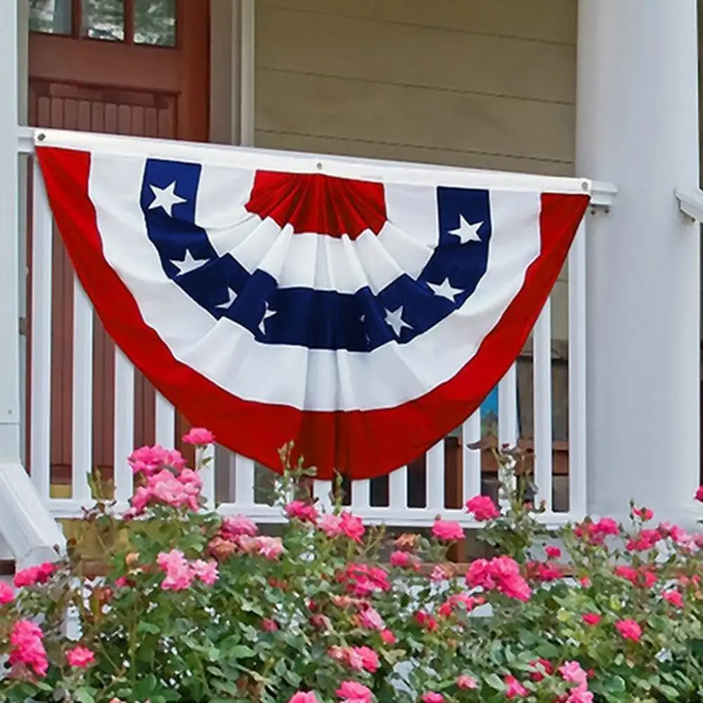 

Independence Day Flag Striped Stars Printing Pleated Fan Shaped July 4th USA National Day Half Flag Festive Supplies