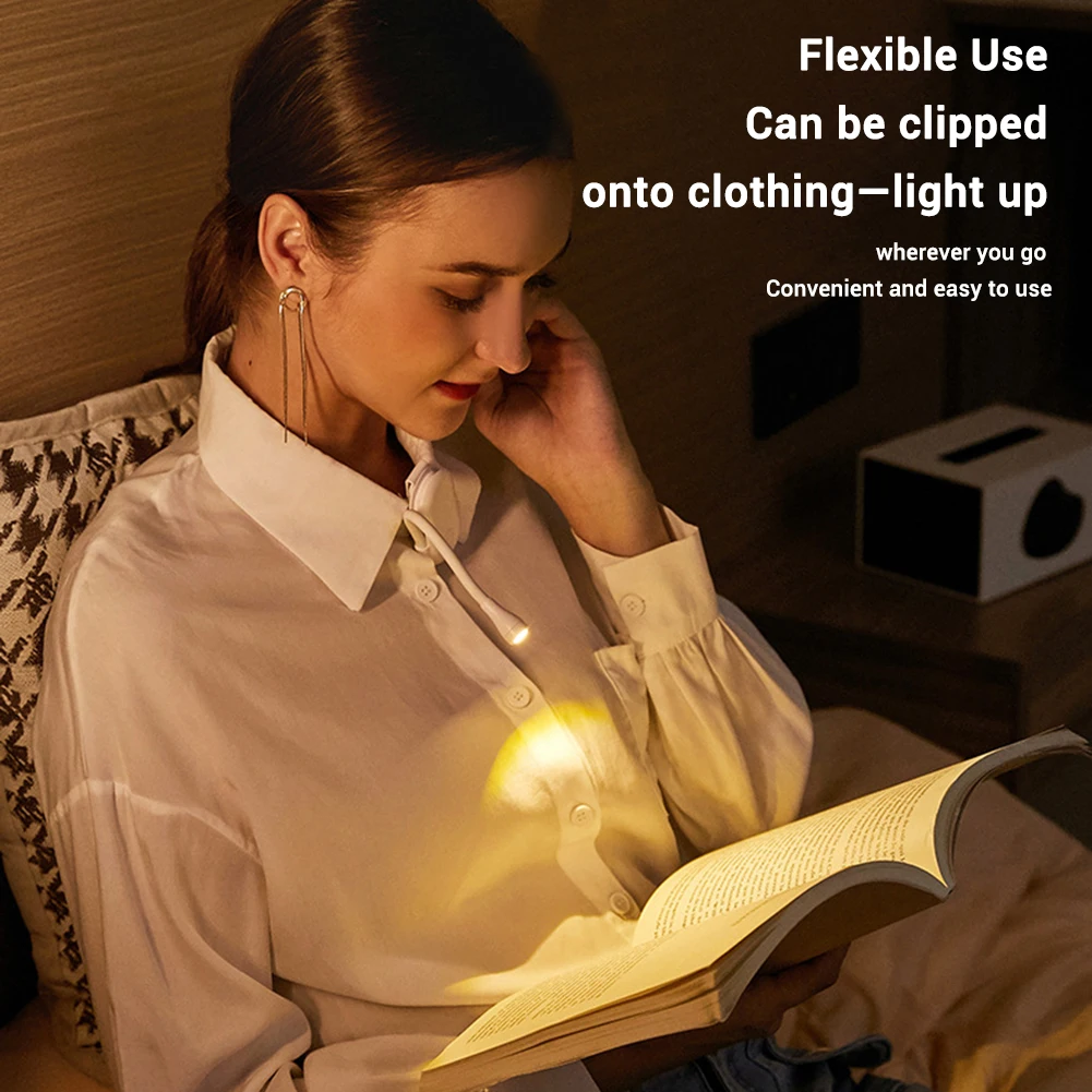 ABS Mini Rechargeable Reading Light Eye-Care Reading Light For Books In Bed Flexible Gooseneck Clip On For Book Lovers book light