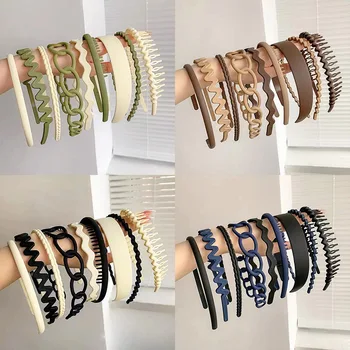 9Pcs/Set Non-slip Hair Band Hoop for Women Men Frosted Face Wash Headband Multi-style Headbands Simple Hairband Hair Accessories