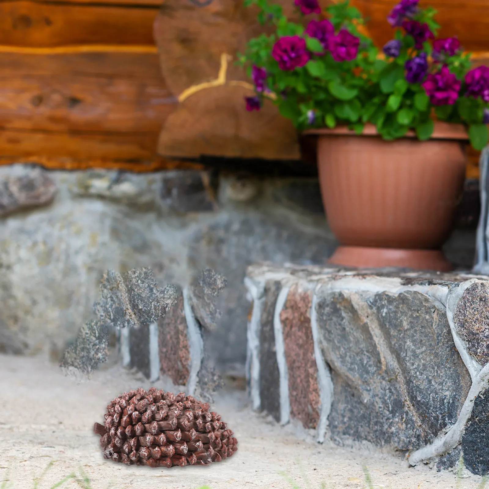 소나무 콘 모양 야외 열쇠 보관함 레진 정원 장식 숨김형 열쇠 홀더 마당 현관 뒷마당 보안 예비 열쇠 보관용