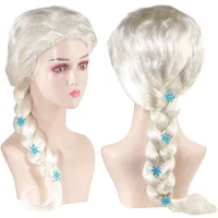 Princess Girls Elsa Cosplay Wig Cute Snow Queen Dress Up Briad Elsa Hair Cosplay Wigs Halloween Carnival Purim Masquerade Party 1