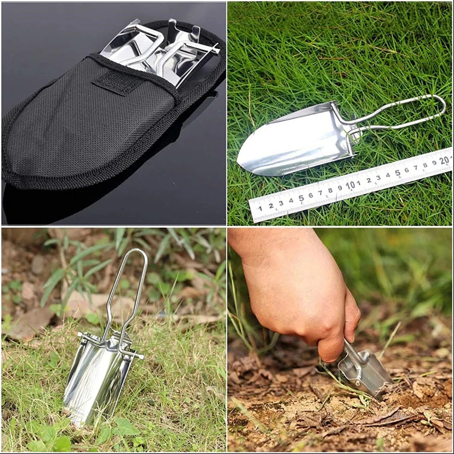 Portable Stainless Steel Folding Trowel - Sturdy, Lightweight, Durable, and Compact - Ideal Outdoor Activities Travel Companion 6