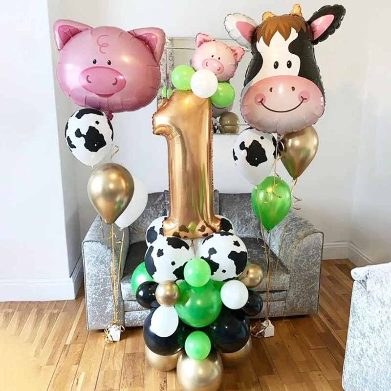

38pcs/set Farm Birthday Party Cow Pig Number Balloons Set Animal Theme Party Globos Kids 1st Birthday Decoration Party Supplies