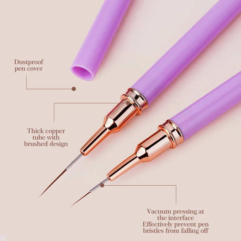 Professional Nail Art Liner Brush Set - 5-Piece Kit for Precision Design and Manicure