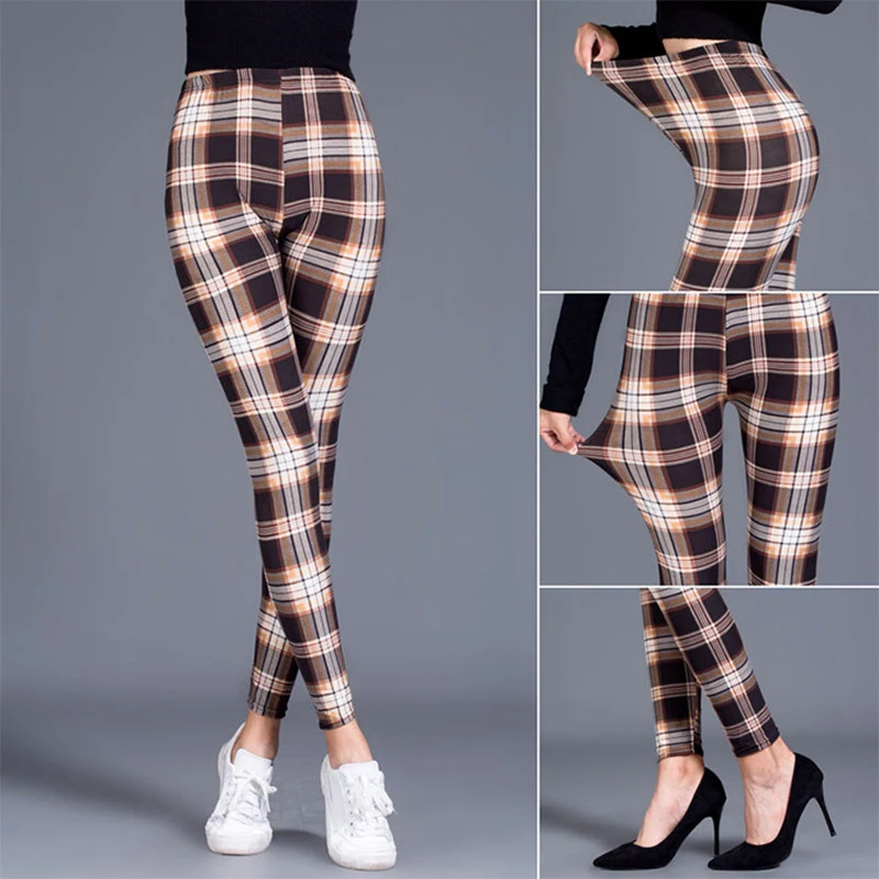 DeanFire Super Soft Milk Silk Grids Print Fitness Leggings Sexy Silm Legins Ankle Length Trouser Women Pants