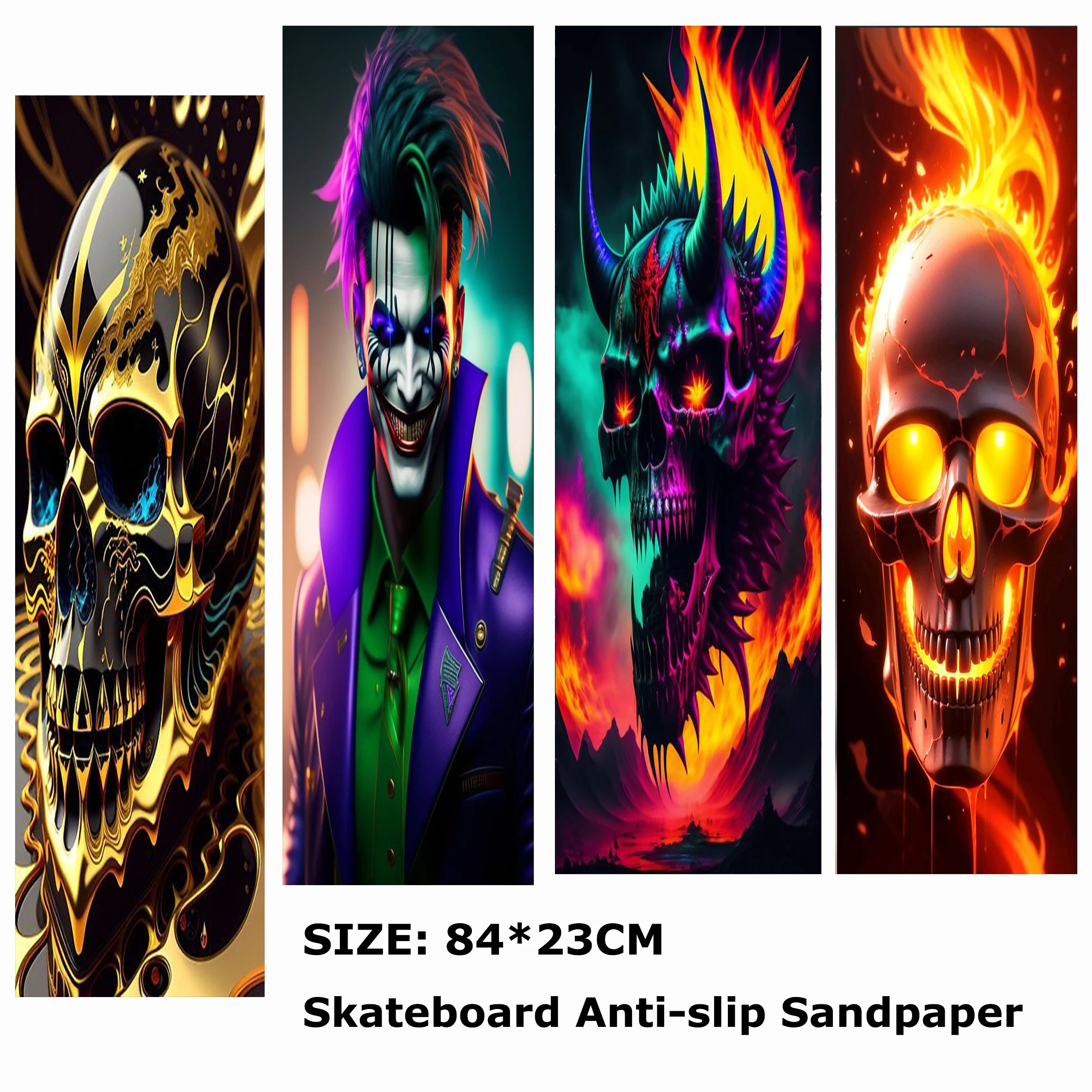 

Skull clown pattern electric scooter anti-slip sticker sandpaper skateboard anti-slip tape sheet 84*23cm