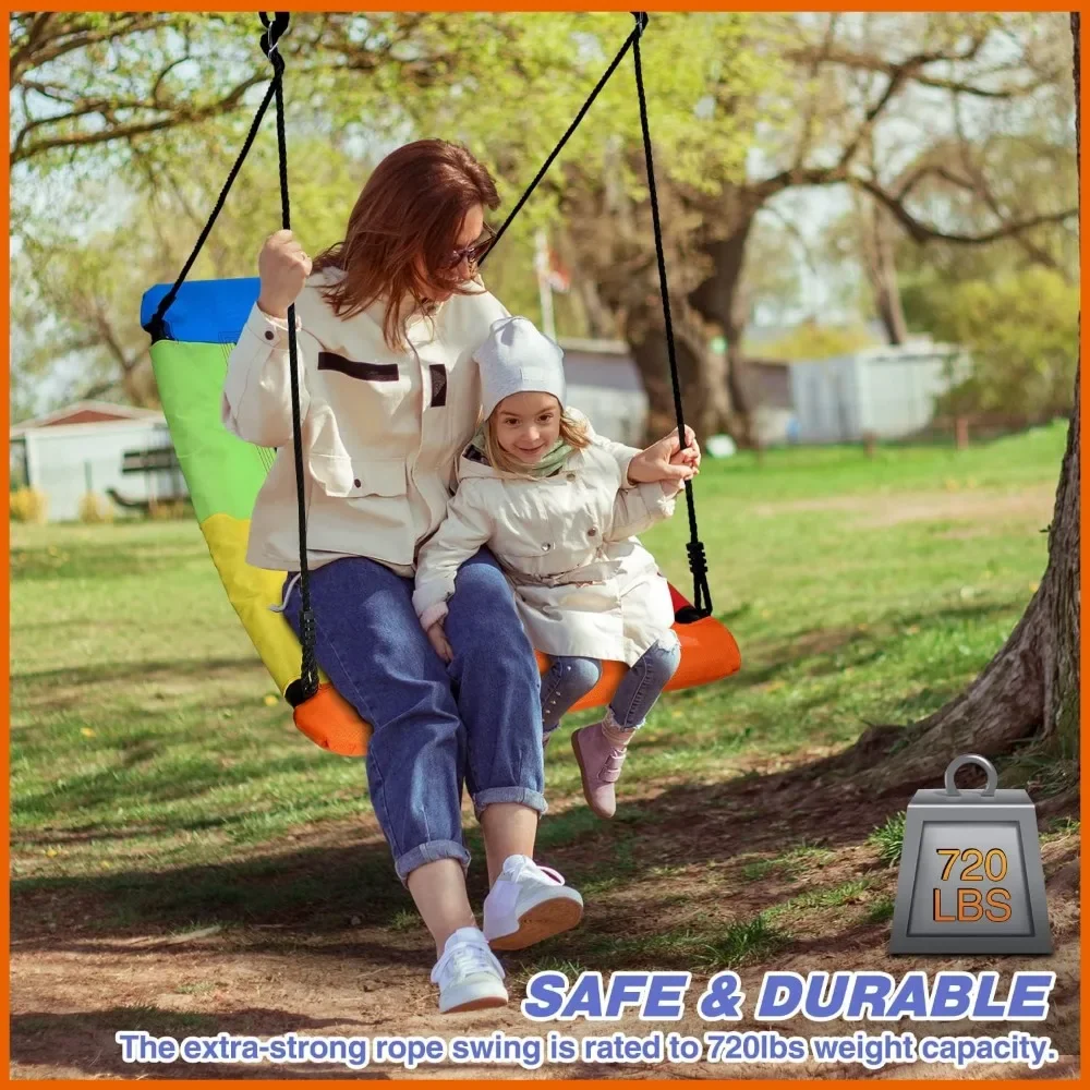 Trekassy 700lb Giant 60" Skycurve Platform Tree Swing for Kids and Adults with 2 Hanging Straps (Rainbow) 2
