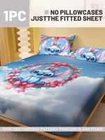 1 cartoon cute Stitch pattern digital printed frosted Fitted Sheet,bedroom printed bed cover,bedding(No pillowcase) 2