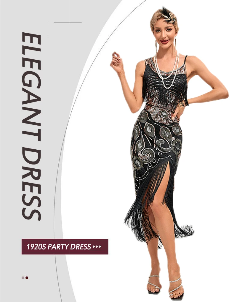 1920s Vintage Great Gatsby Party Flapper Dress Sleeveless Sequins Tassel  Dress | eBay