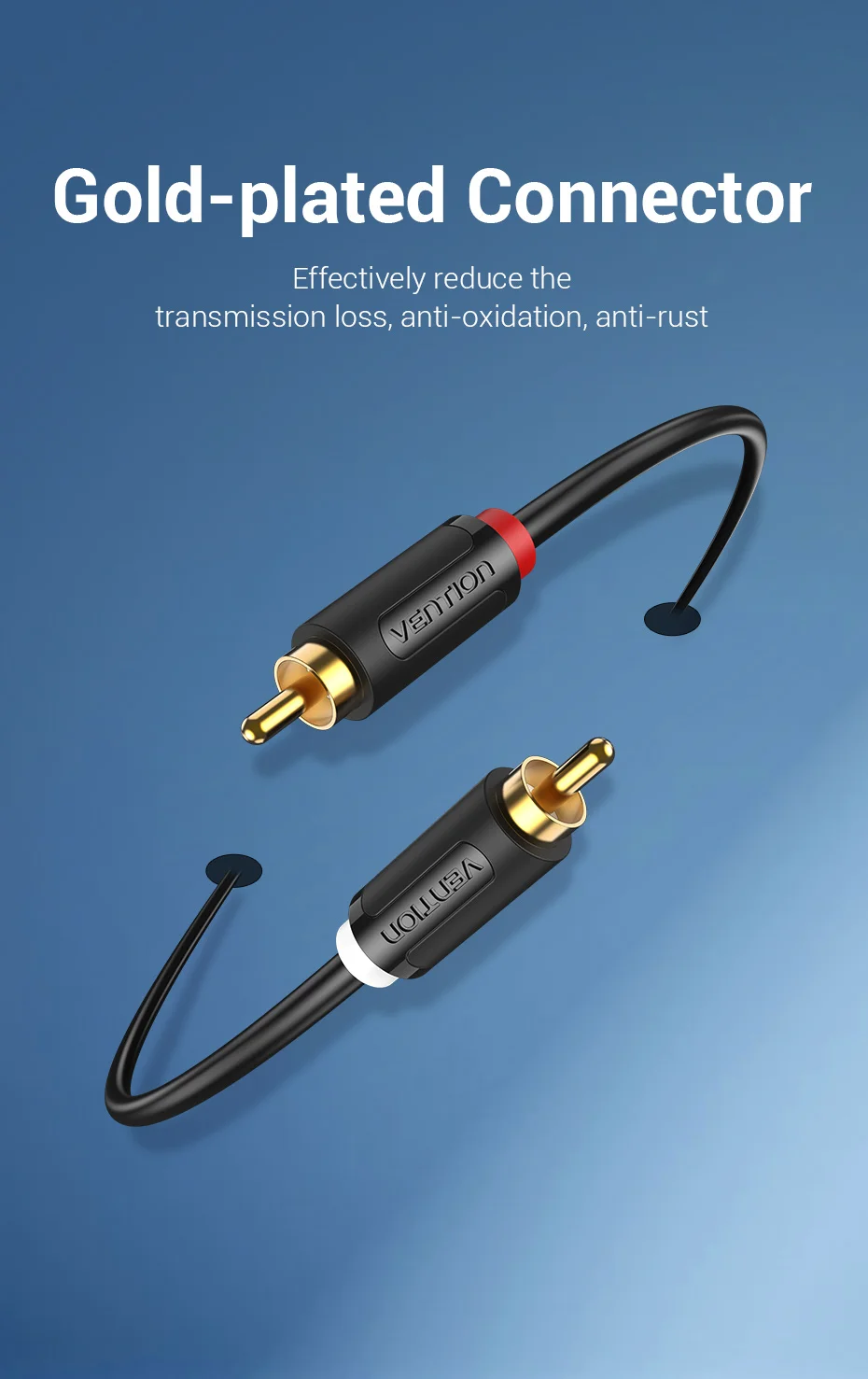 2 RCA to 2 RCA Cable Male to Male Audio Aux Cable for HDTV Home Theater DVD Ampl