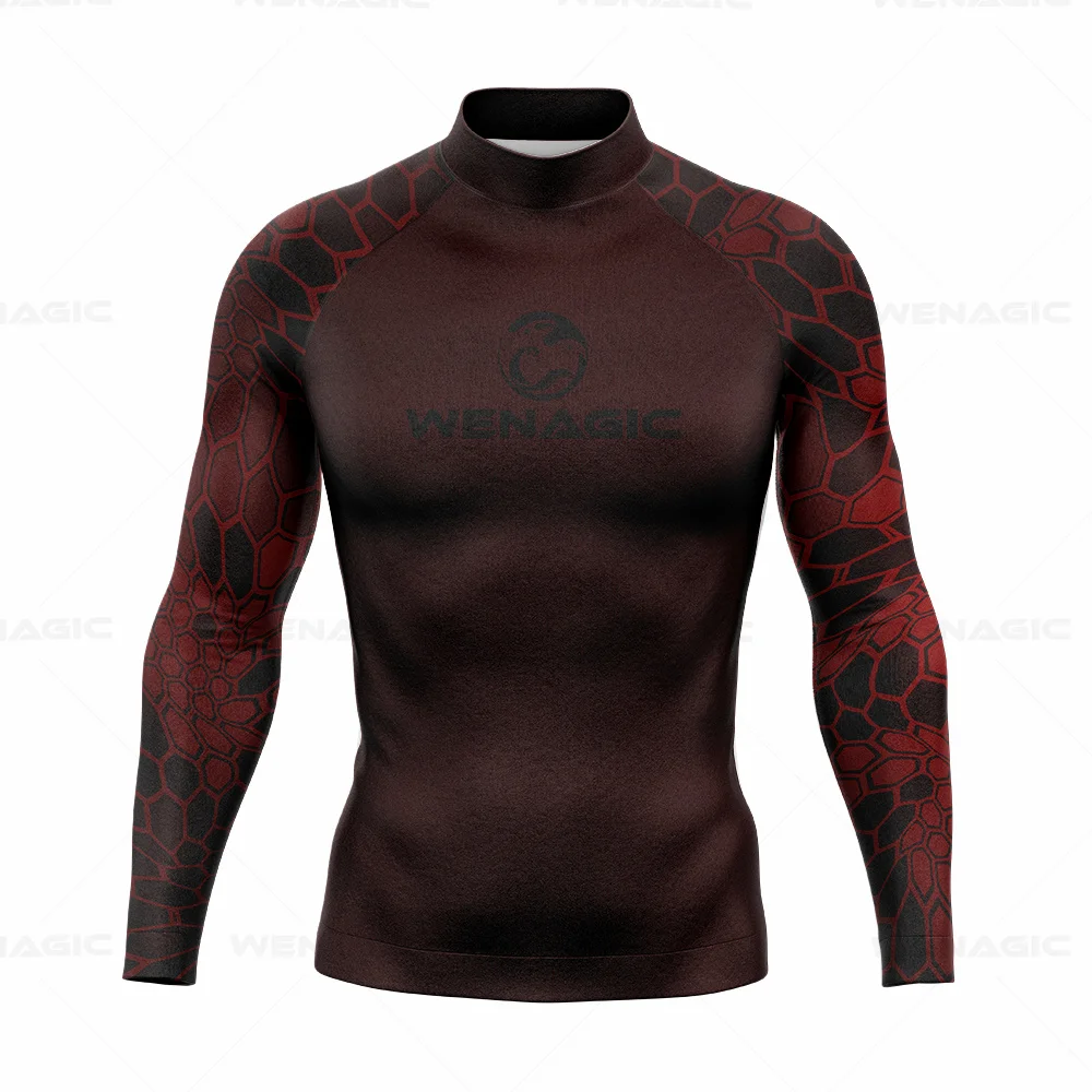 Men Long Sleeve Surf Swimsuit Swimming T-shirt Beach UV Protection Swimwear Rash Guard Surfing Diving Swimsuit Tights Shirt