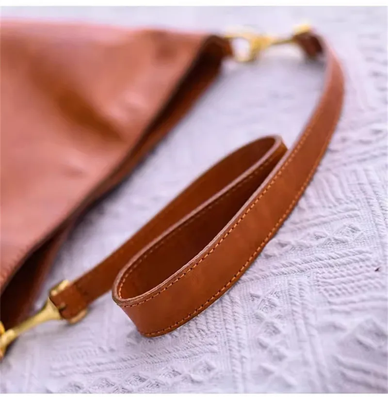 Einfache Vintage-Designer-Eimertasche aus echtem Leder für Damen, modische Party im Freien, natürliche erste Schicht Rindsleder, weibliche Umhängetasche – Detail 12