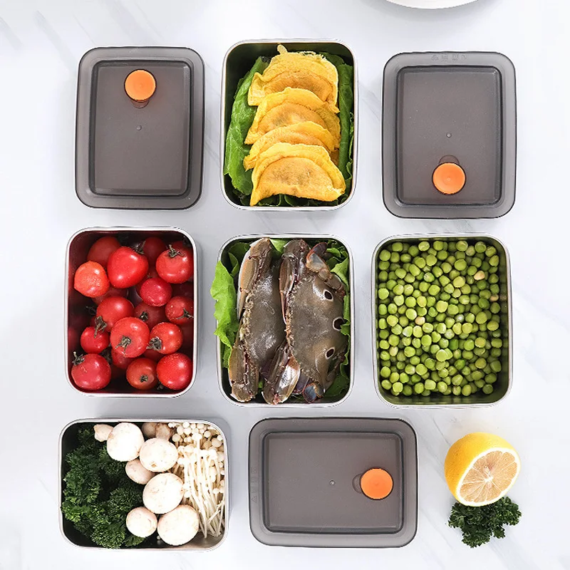 High Quality Stainless Steel Camping Lunch Box Sealed Leak-proof Bento Box Refrigerator Microwave Freezer Storage Box