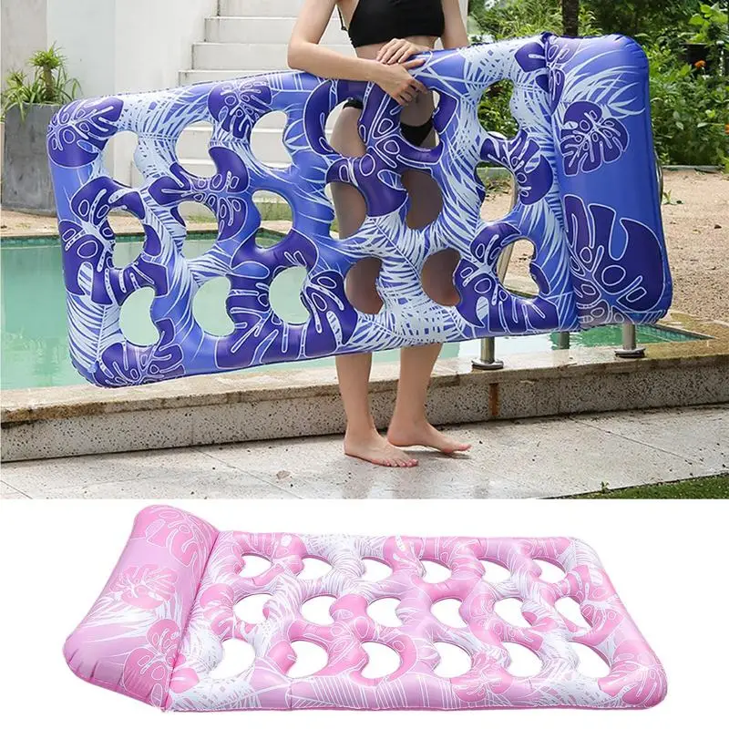 

Packable Floats For Travel Pool Lake Lounger Raft Printed Leaf Pattern Lounge Chair Large Inflatable Pool Floaties Rafts With