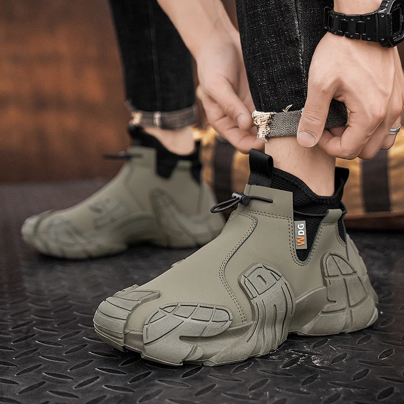 Men's  Boots Waterproof Wear-Resistant Anti-Slip Worksite Casual Shoes Zipper Design High-Accuracy Fashionable Boots - 5