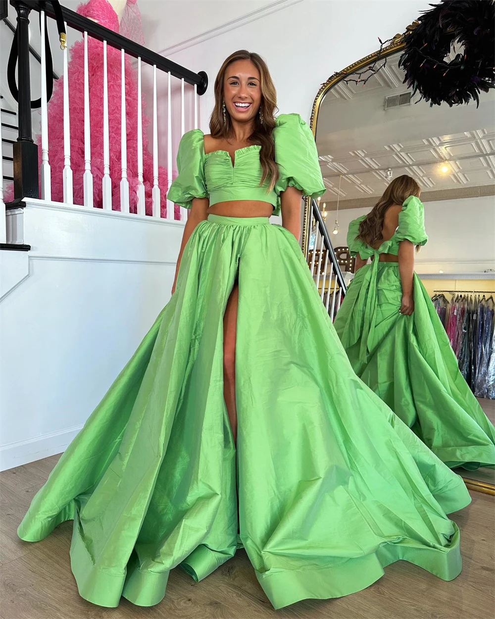 

Prom Dress فساتين للحفلات الراقصة Strapless Puff Sleeve Satin Women Yipeisha Formal فستان Occasion Evening Gown Ramada فساتينn