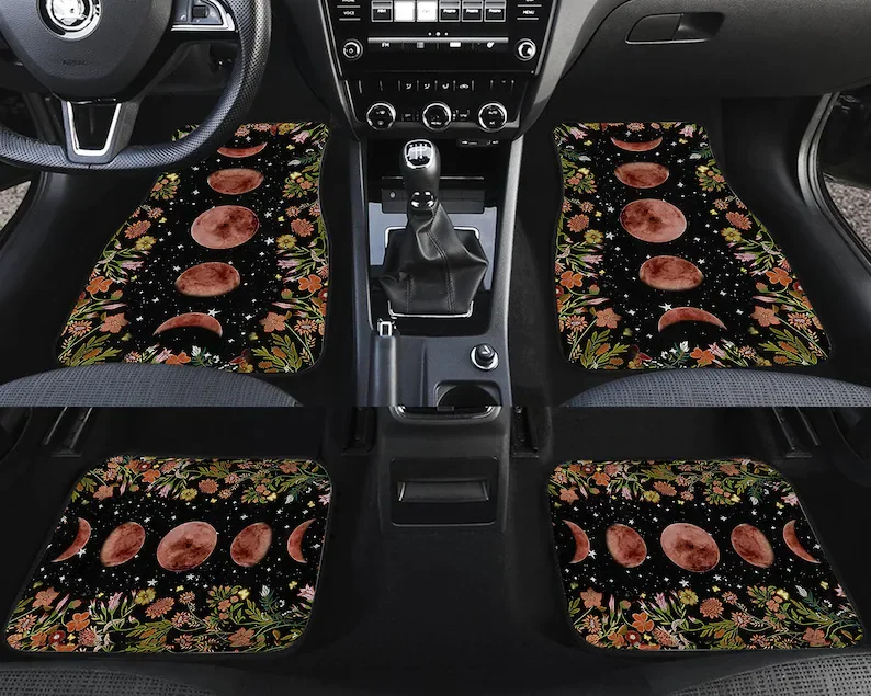 

Floral Car Mat, Flower Car Mat, Moonlit Garden Car Mat, Moon Phase Car Mat, Personalized, Car Accessories, Car Lovers, Car Mat F