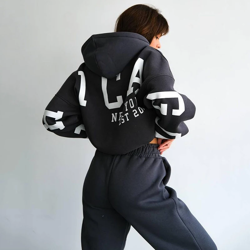 

Autumn Women's Tracksuit Two Pieces Set Streetwear Hoodies Pants Set Women Long Sleeve Casual Hooded Hoody Pullover Sports Suit
