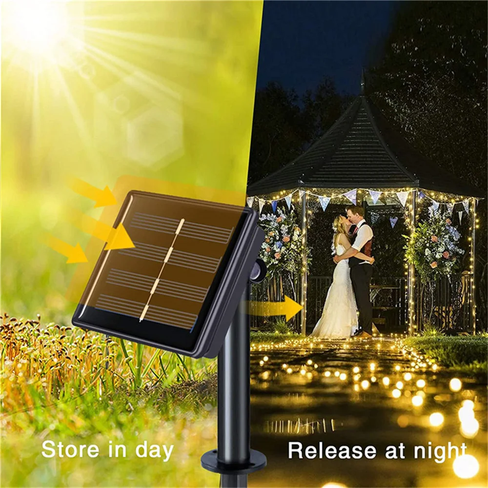 Solar Curtain Light LED Outdoor Waterproof 300leds Garland Decoration String Lights Yard Christmas  Fairy Garland String Lights