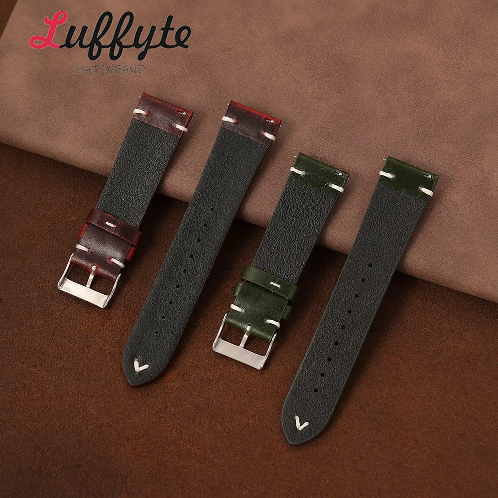 Men's Premium Calfskin Leather Watch Strap with Quick Release - Durable & Comfortable Wristband